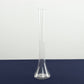 Clear glass Eiffel Tower vase, 16" tall, perfect for flower arrangements.