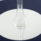 Clear glass Eiffel Tower vase with round base, 16" tall, on a mirror surface.