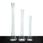 Clear glass Eiffel Tower vases, 16" tall, perfect for flower arrangements.