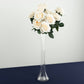 Clear glass Eiffel Tower vase with white roses, 16" tall centerpiece.