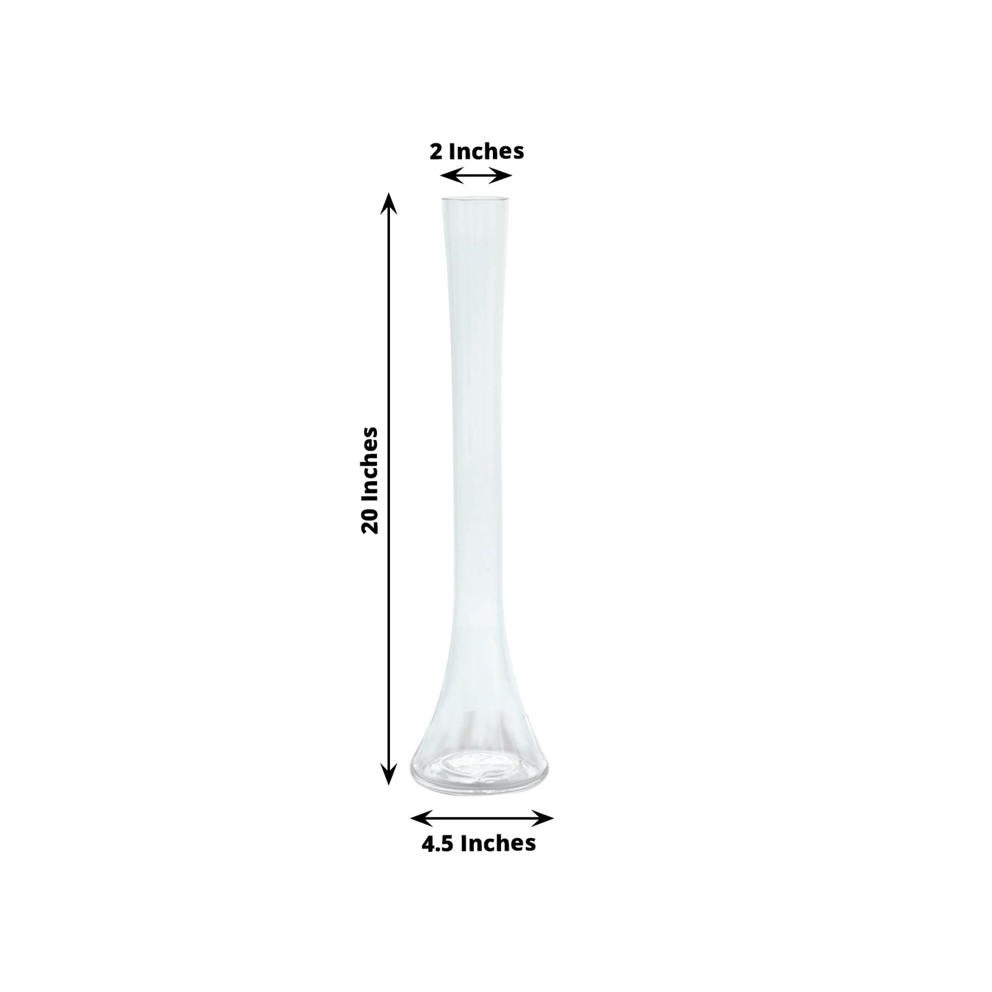 Clear heavy duty glass Eiffel Tower vase, 20" tall, round base, perfect for centerpieces.