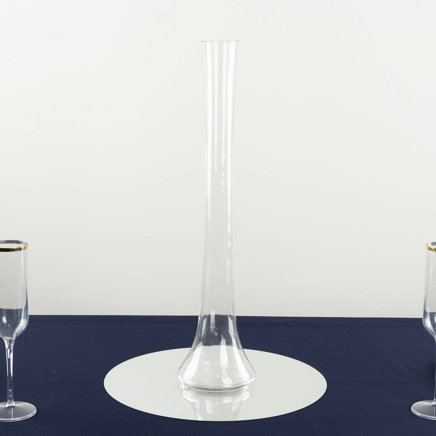 Clear heavy duty glass Eiffel Tower vase, 20" tall, slim design.