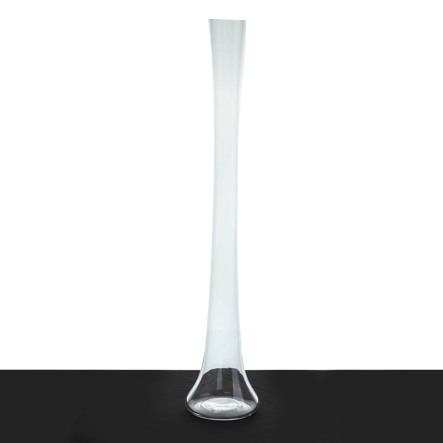 Clear glass Eiffel Tower vase, 24" tall, perfect for flower centerpieces.