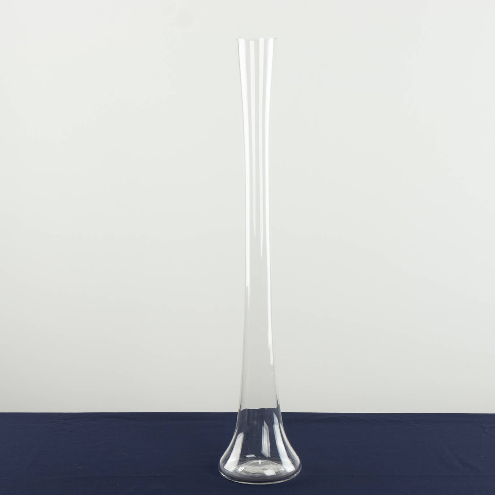Clear glass Eiffel Tower vase, 24" tall, skinny bud vase centerpiece.