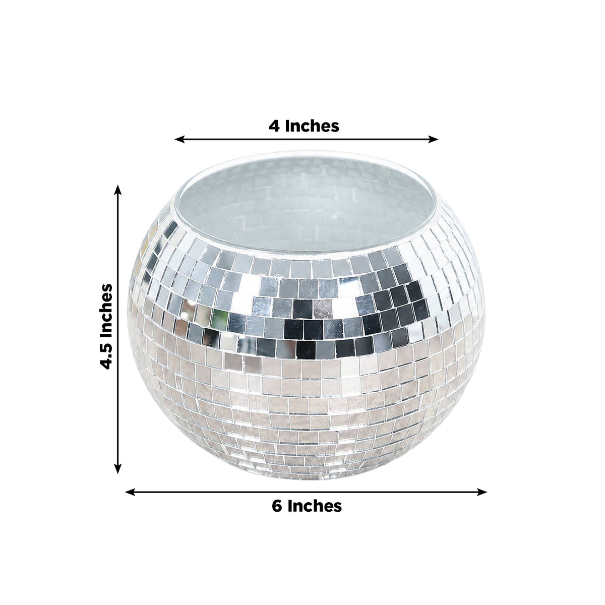 6 Pack Silver Glass Disco Ball Flower Vases, 6" Mirror Vase for Table Centerpieces & Floral Arrangem