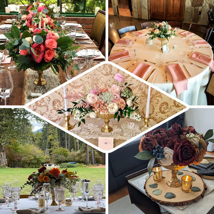 7" Gold Glass Roman Style Wedding Compote Floral Bowl Centerpiece, Antique Flower Table Pedestal Vase