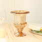 2 Pack Amber Gold Glass Pedestal Flower Vases in Classic Roman Urn Style, 8" Mini Floral Vase Table Centerpieces