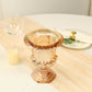 2 Pack Amber Gold Glass Pedestal Flower Vases in Classic Roman Urn Style, 8" Mini Floral Vase Table Centerpieces