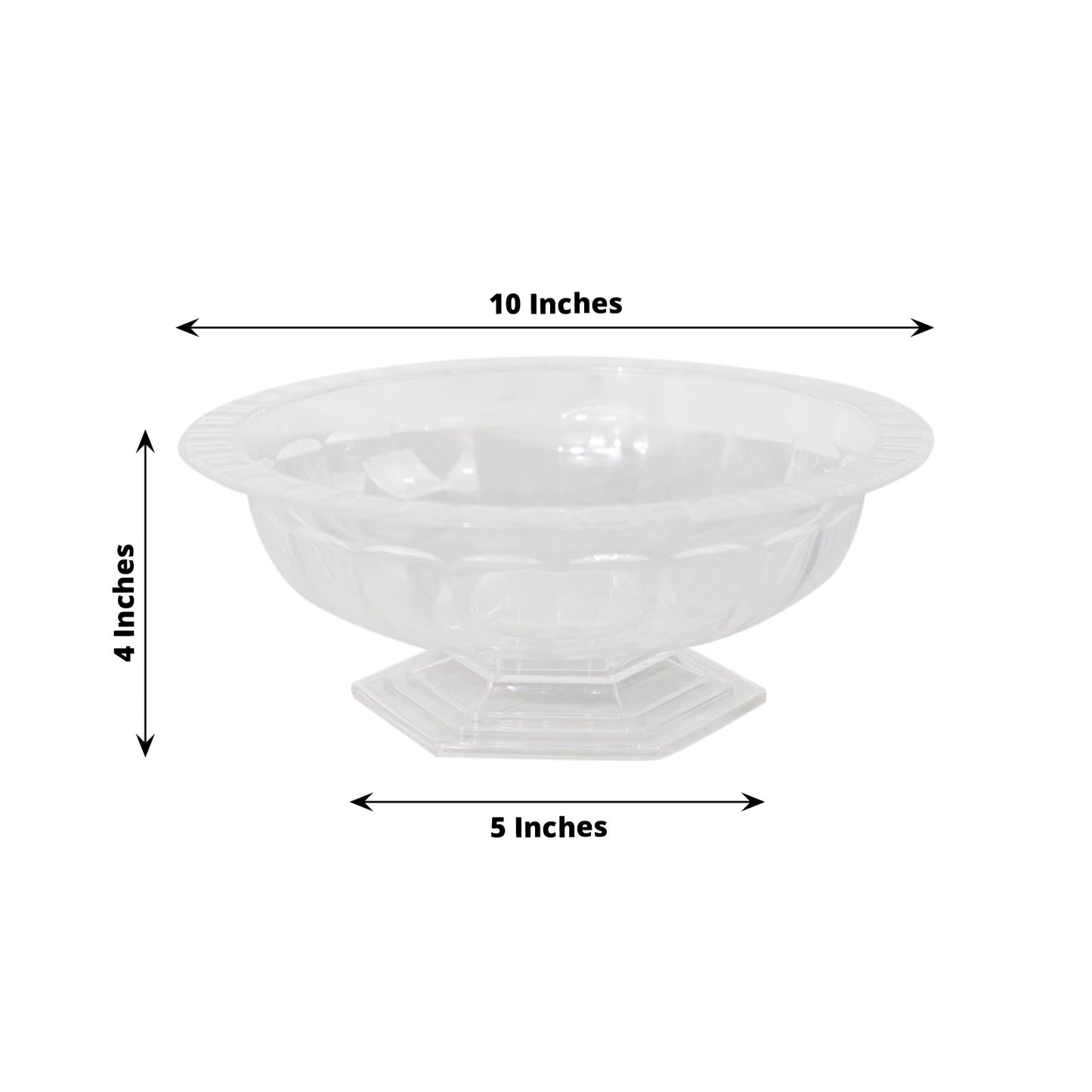 3 Pack Clear Roman Style Footed Compote Flower Bowl Vase, 10" Round Decorative Plastic Pedestal Vase Table Centerpiece