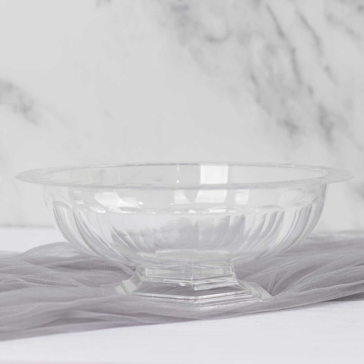 3 Pack Clear Roman Style Footed Compote Flower Bowl Vase, 10" Round Decorative Plastic Pedestal Vase Table Centerpiece