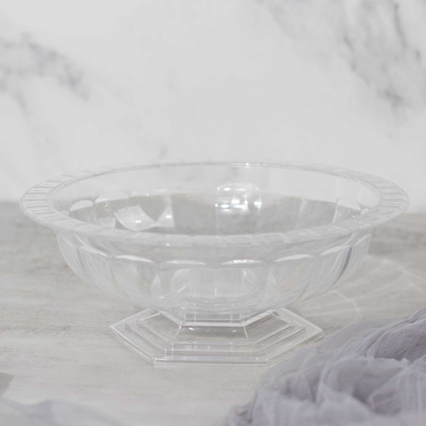 3 Pack Clear Roman Style Footed Compote Flower Bowl Vase, 10" Round Decorative Plastic Pedestal Vase Table Centerpiece