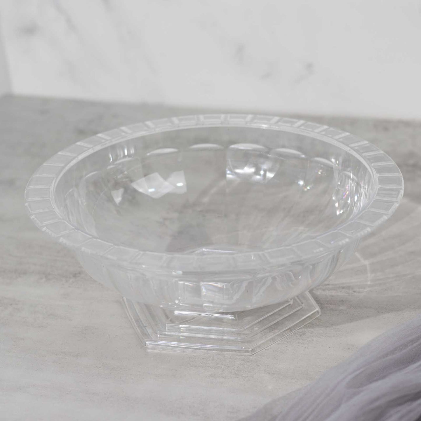 3 Pack Clear Roman Style Footed Compote Flower Bowl Vase, 10" Round Decorative Plastic Pedestal Vase Table Centerpiece