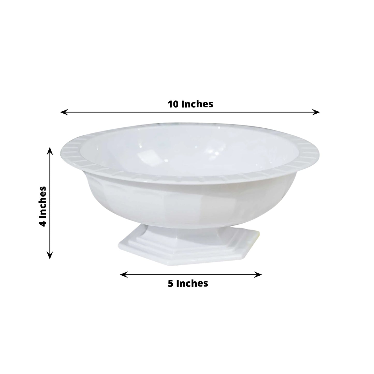 3 Pack White Roman Style Footed Compote Flower Bowl Vase, 10" Round Decorative Plastic Pedestal Vase Table Centerpiece