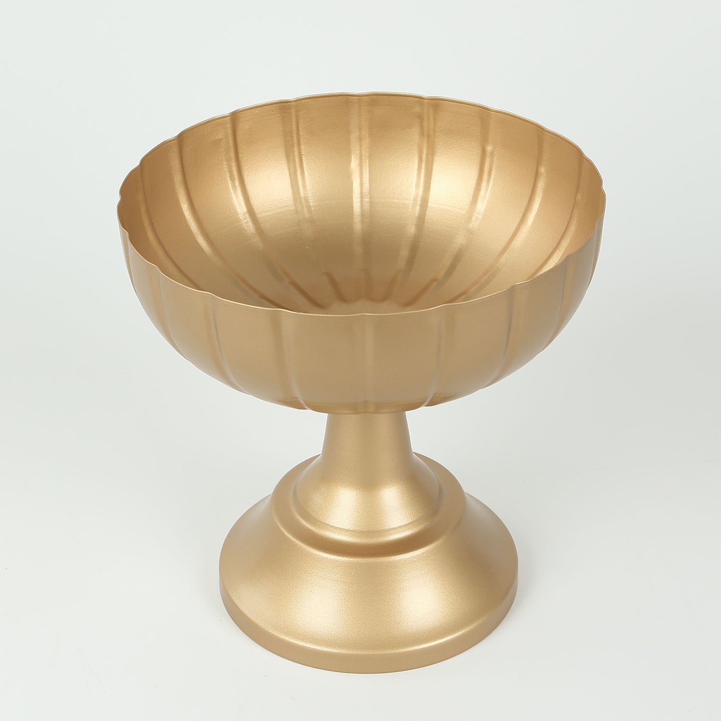 Gold compote pedestal bowl vase in Grecian urn style.