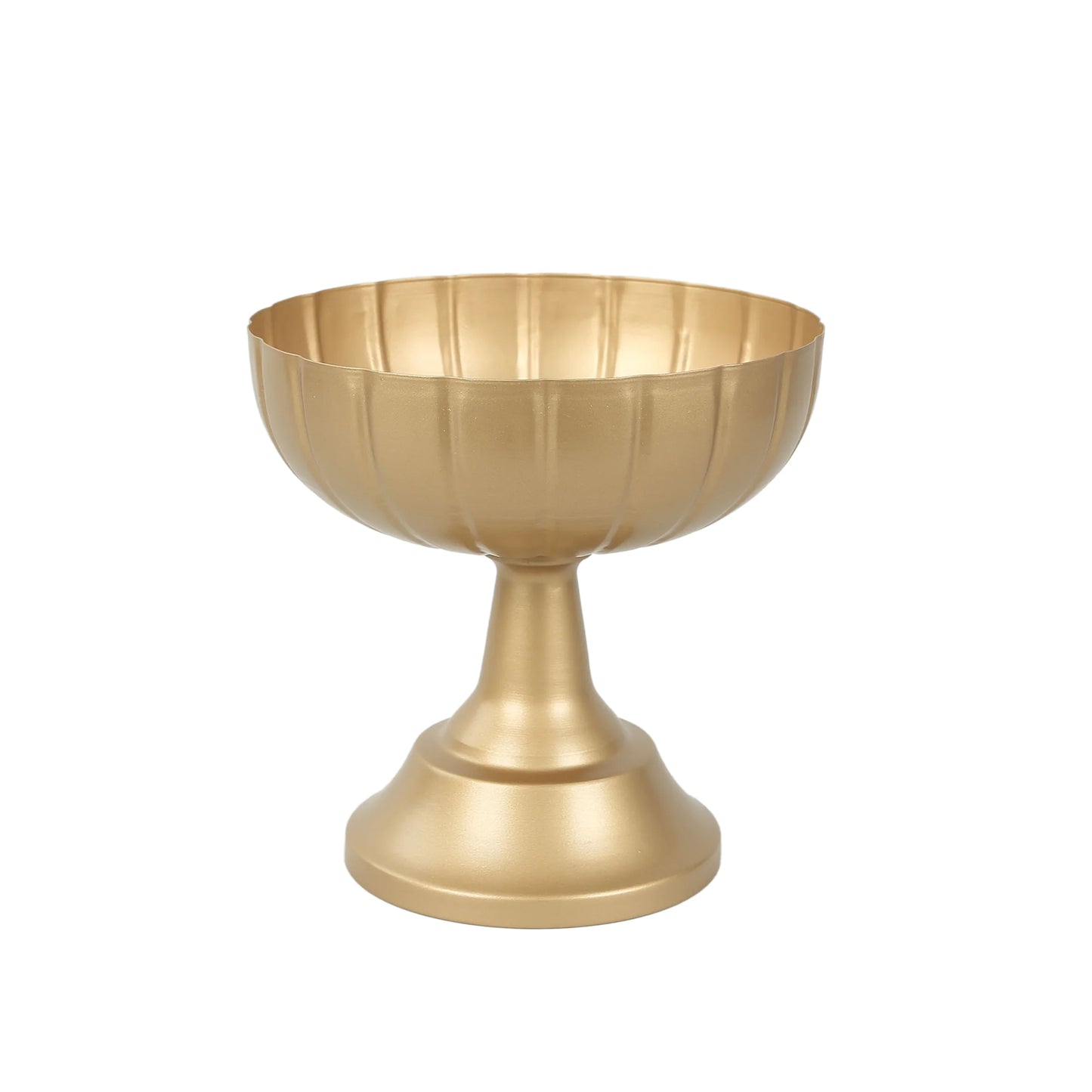 Gold compote pedestal bowl vase in Grecian urn style.