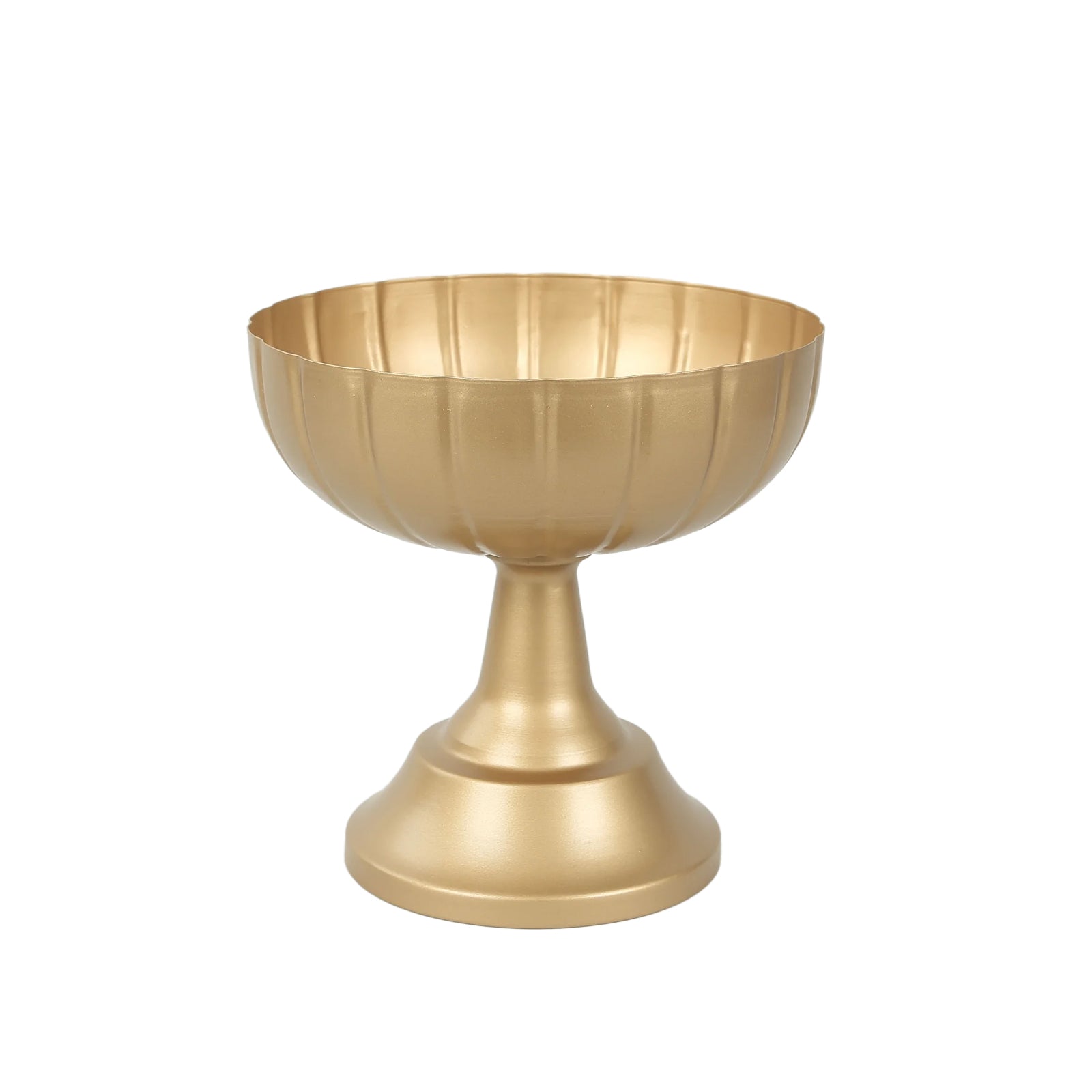 Gold compote pedestal bowl vase in Grecian urn style.