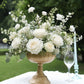 4 Pack Gold Metal Compote Pedestal Bowl Vases in Grecian Urn Style, 8.5" Decorative Flower Vase Wedd
