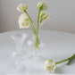 Set of 4 Clear Vintage Nordic Glass Flower Vases with Petals Texture, Transparent Bud Vase Centerpiece Floral Arrangements - 7",9"
