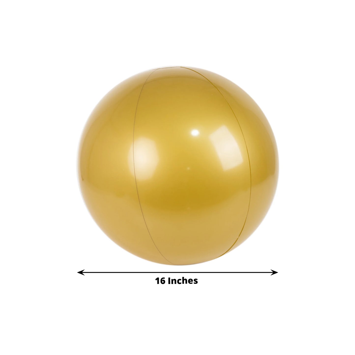 16" inflatable gold decorative ball, perfect for pool and party fun.