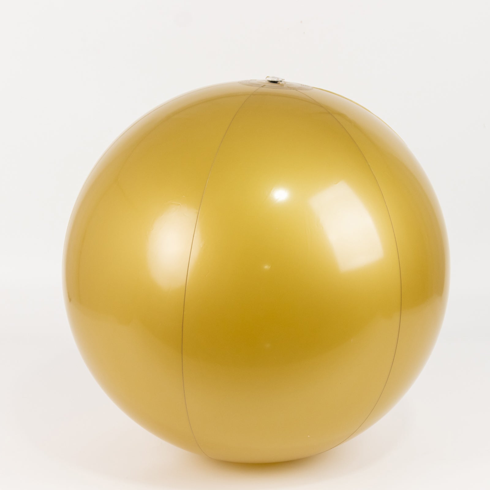 Gold inflatable decorative ball for pool and party use. Lightweight and fun.