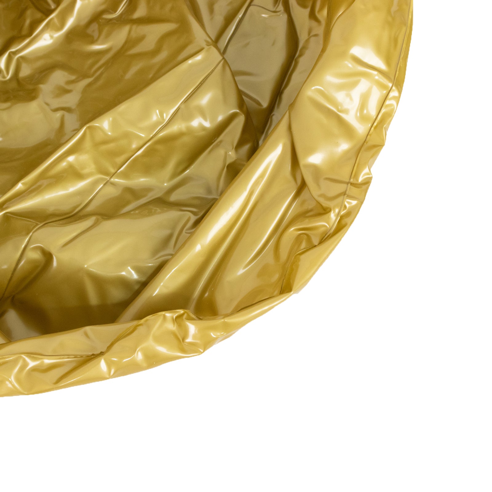 Inflatable gold decorative balls for pool and party use.