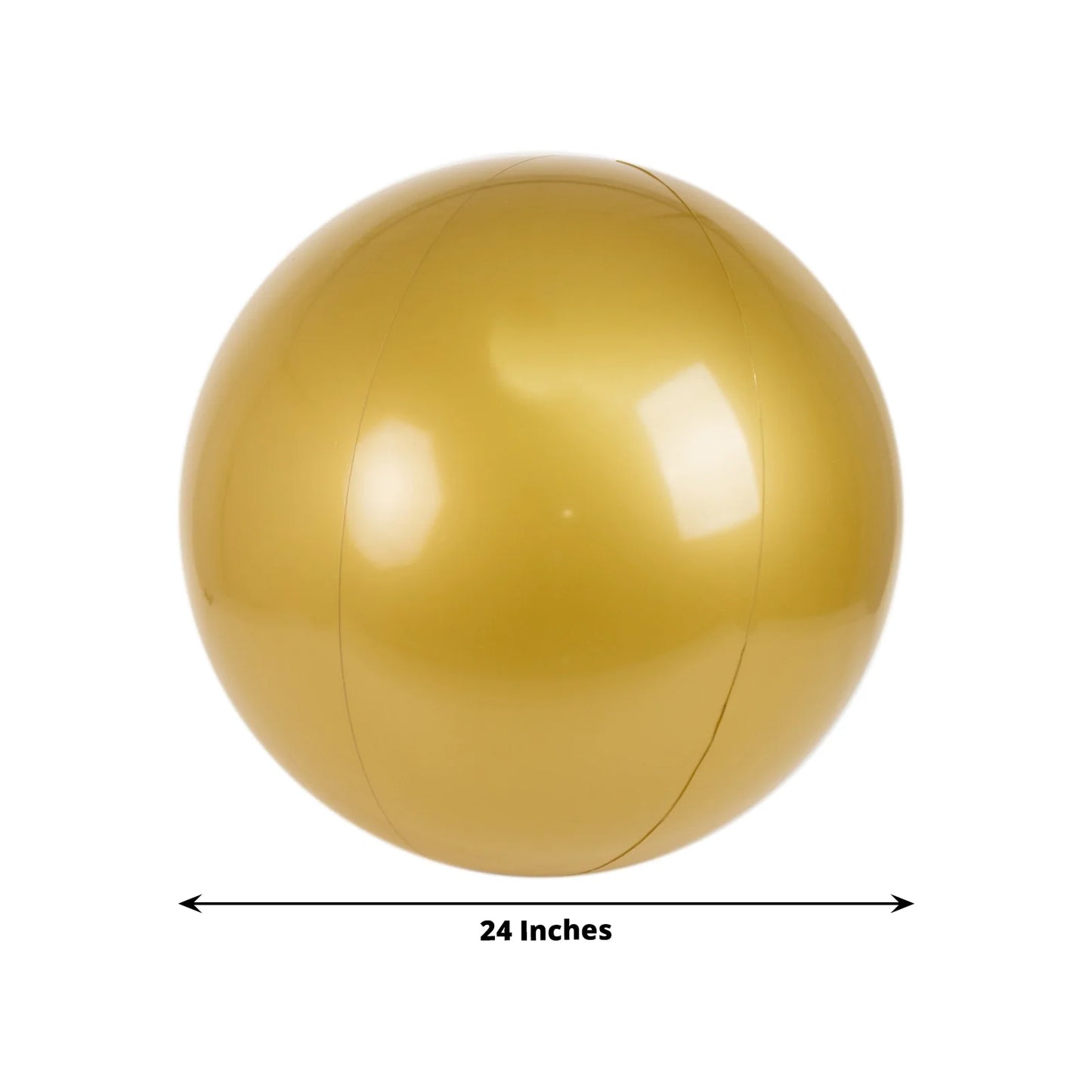24" inflatable gold decorative ball for pool and party use.
