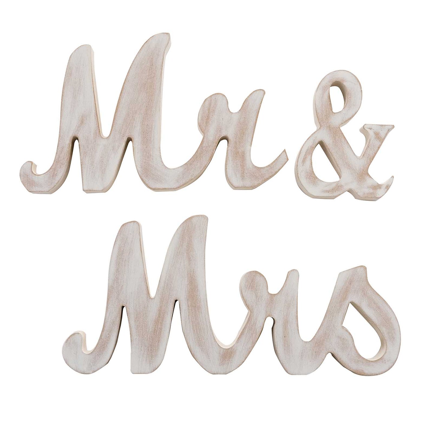 Whitewashed Rustic Wooden "Mr & Mrs" Wedding Table Display Signs, Farmhouse Chic Freestanding Letter Photo Props