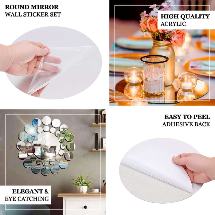 Acrylic round mirror wall stickers for home decor, elegant and eye-catching.