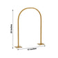 Gold Chiara arch wedding cake display stand with rounded top.