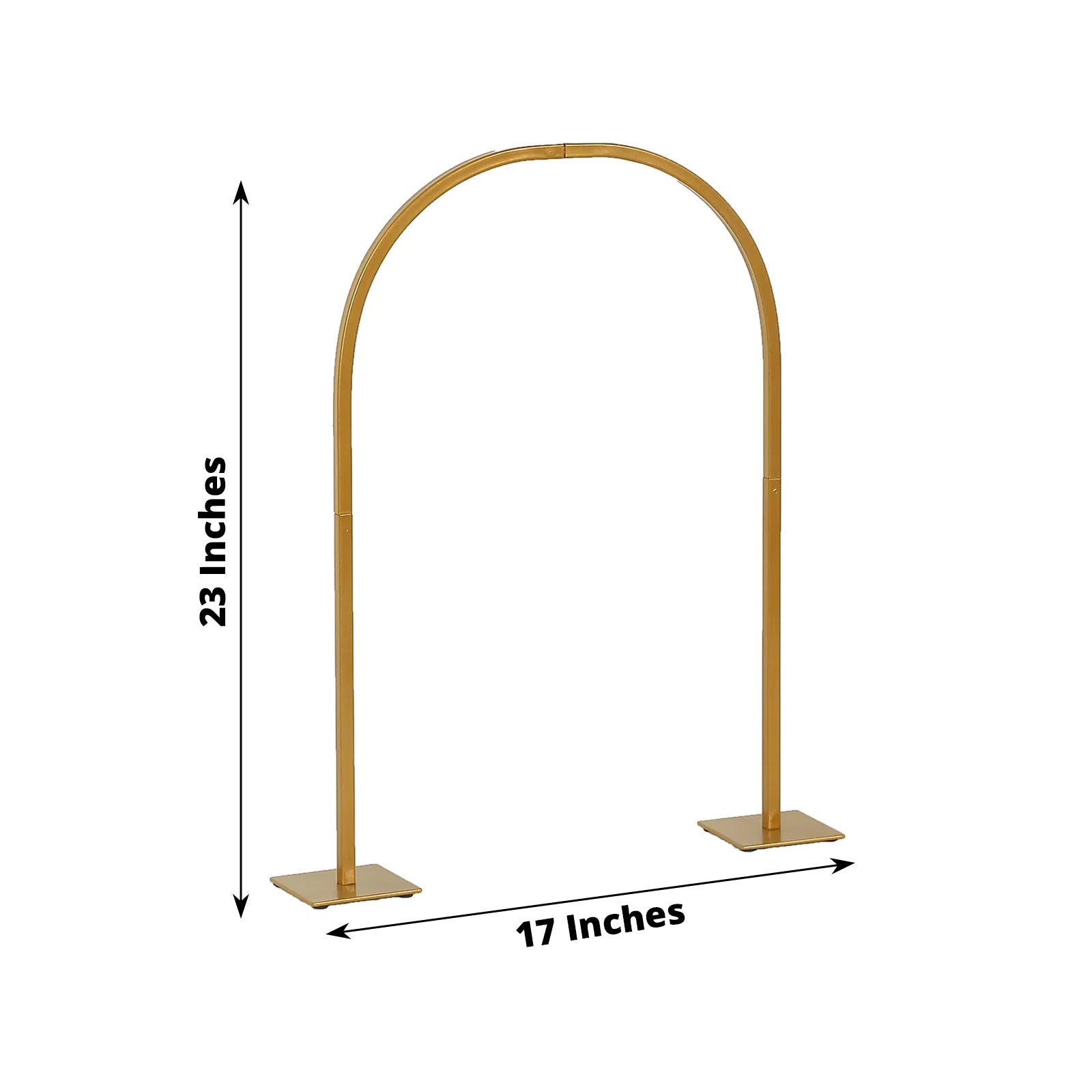Gold Chiara arch wedding cake display stand with rounded top.