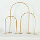 Gold metal wedding cake display stands in arch shapes, set of 3.