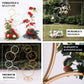 Gold 4-tiered hoop flower stand with floral arrangements, ideal for weddings.