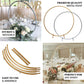 Gold metal round hoop wedding centerpiece for floral arrangements.
