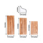 Wood and metal floating wall shelves set in natural wood finish.