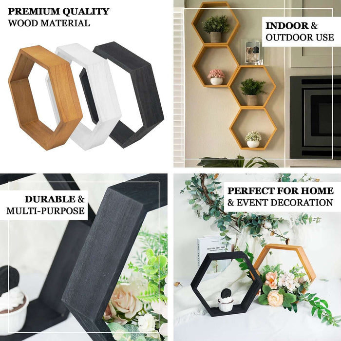 Whitewashed wood hexagon centerpiece, perfect for home decor and storage.