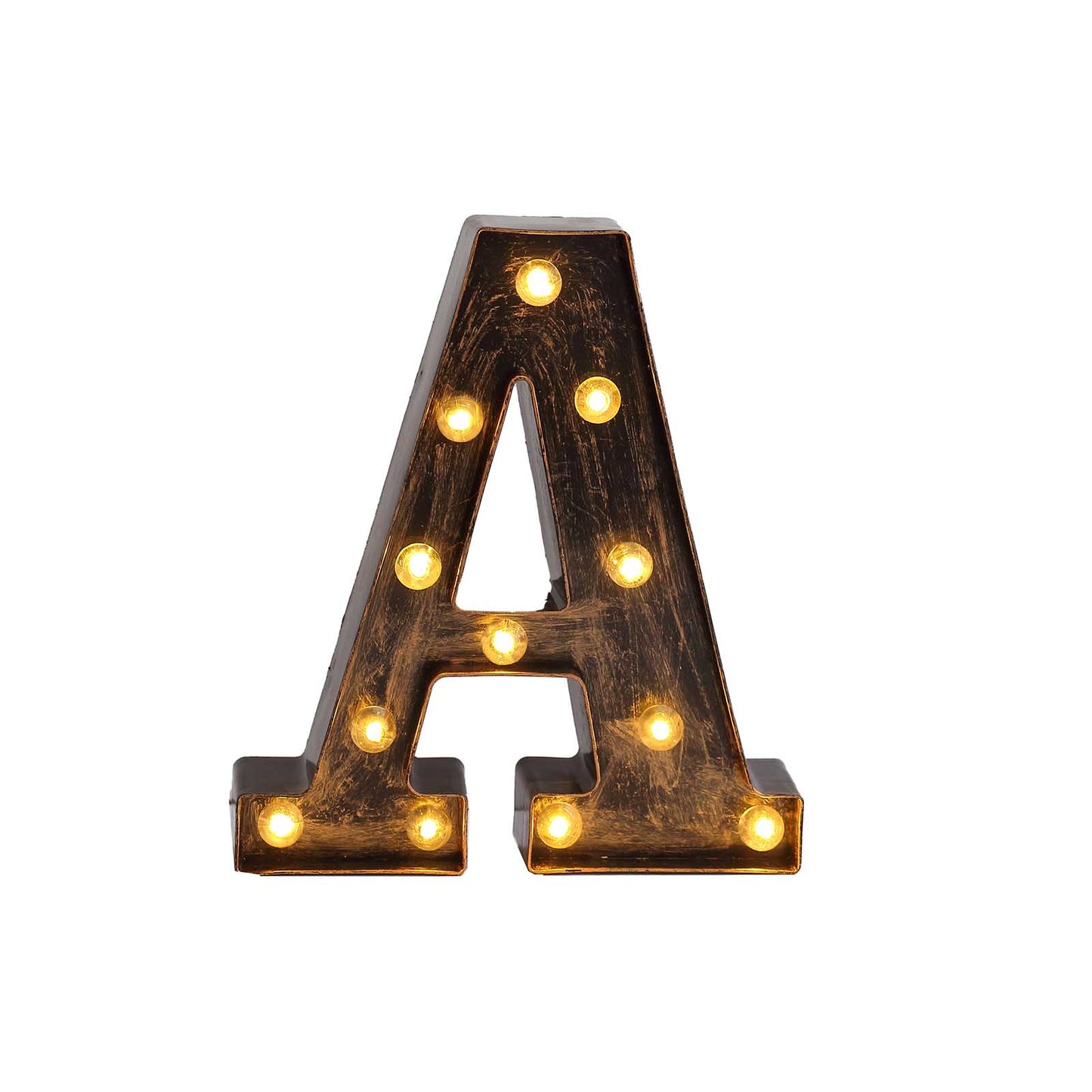 Antique Black Industrial Style LED Marquee Alphabet Letter Sign "A", 9" Vintage Style Light Up Letter