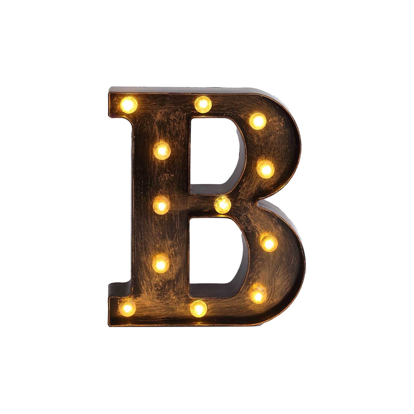 Antique Black Industrial Style LED Marquee Alphabet Letter Sign "B", 9" Vintage Style Light Up Letter