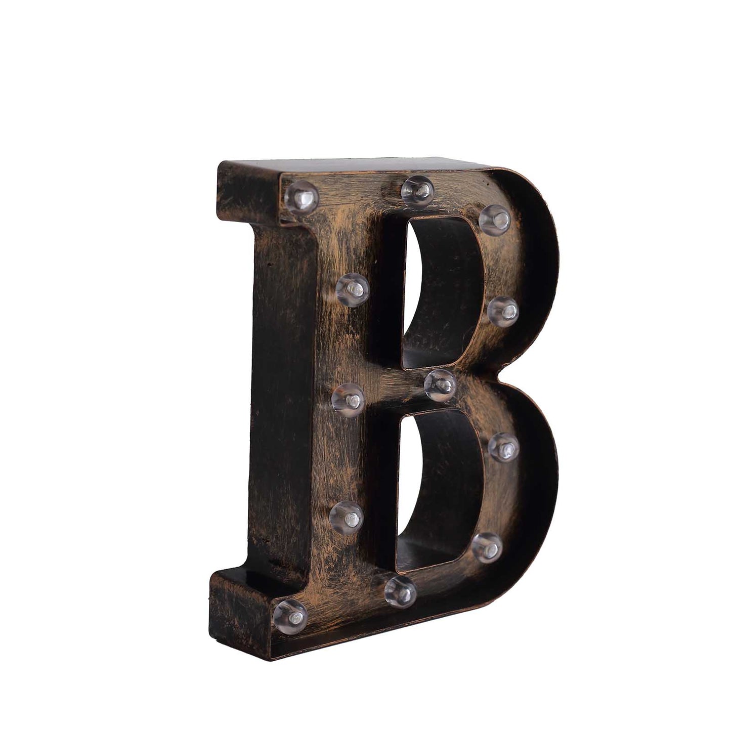 Antique Black Industrial Style LED Marquee Alphabet Letter Sign "B", 9" Vintage Style Light Up Letter