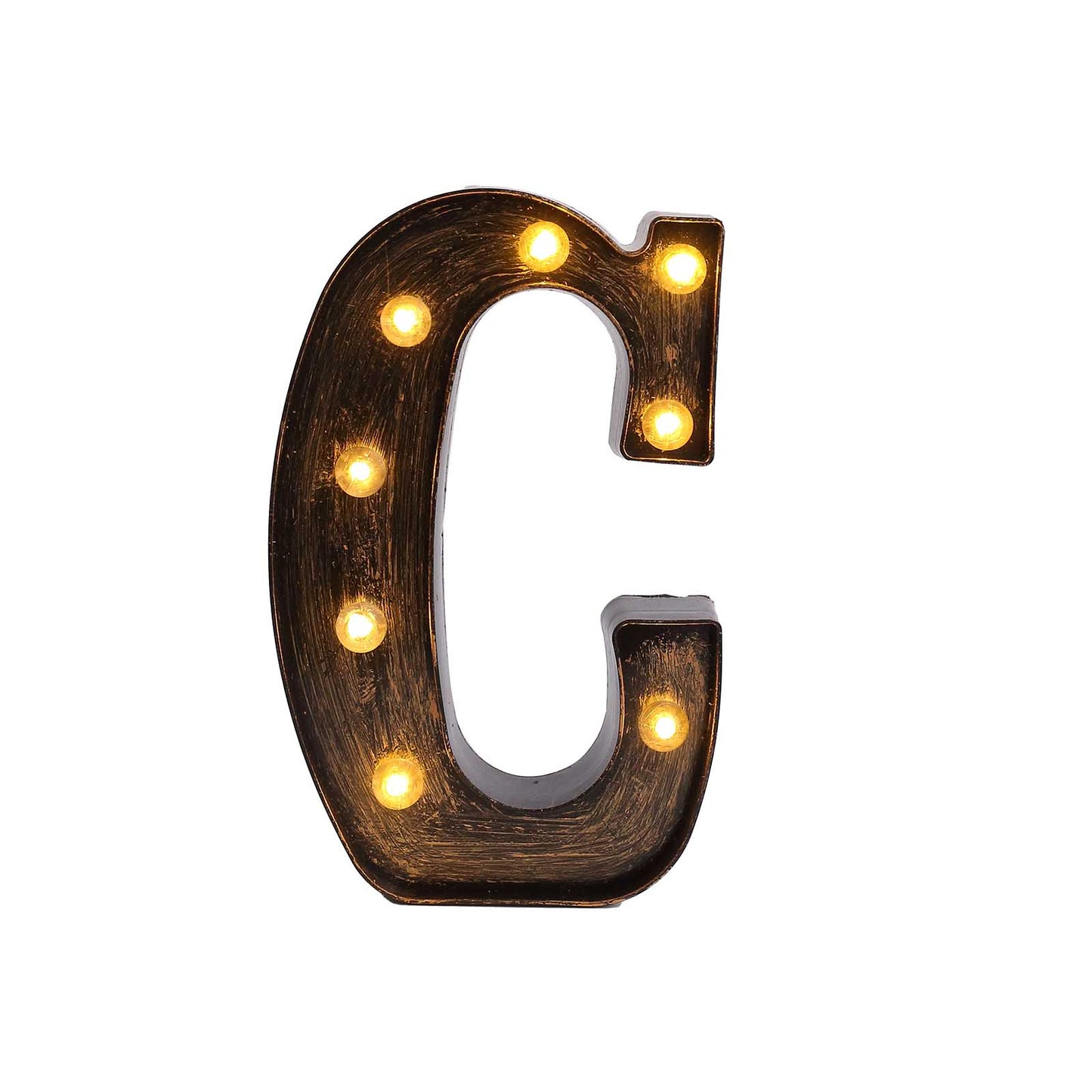 Antique Black Industrial Style LED Marquee Alphabet Letter Sign "C", 9" Vintage Style Light Up Letter