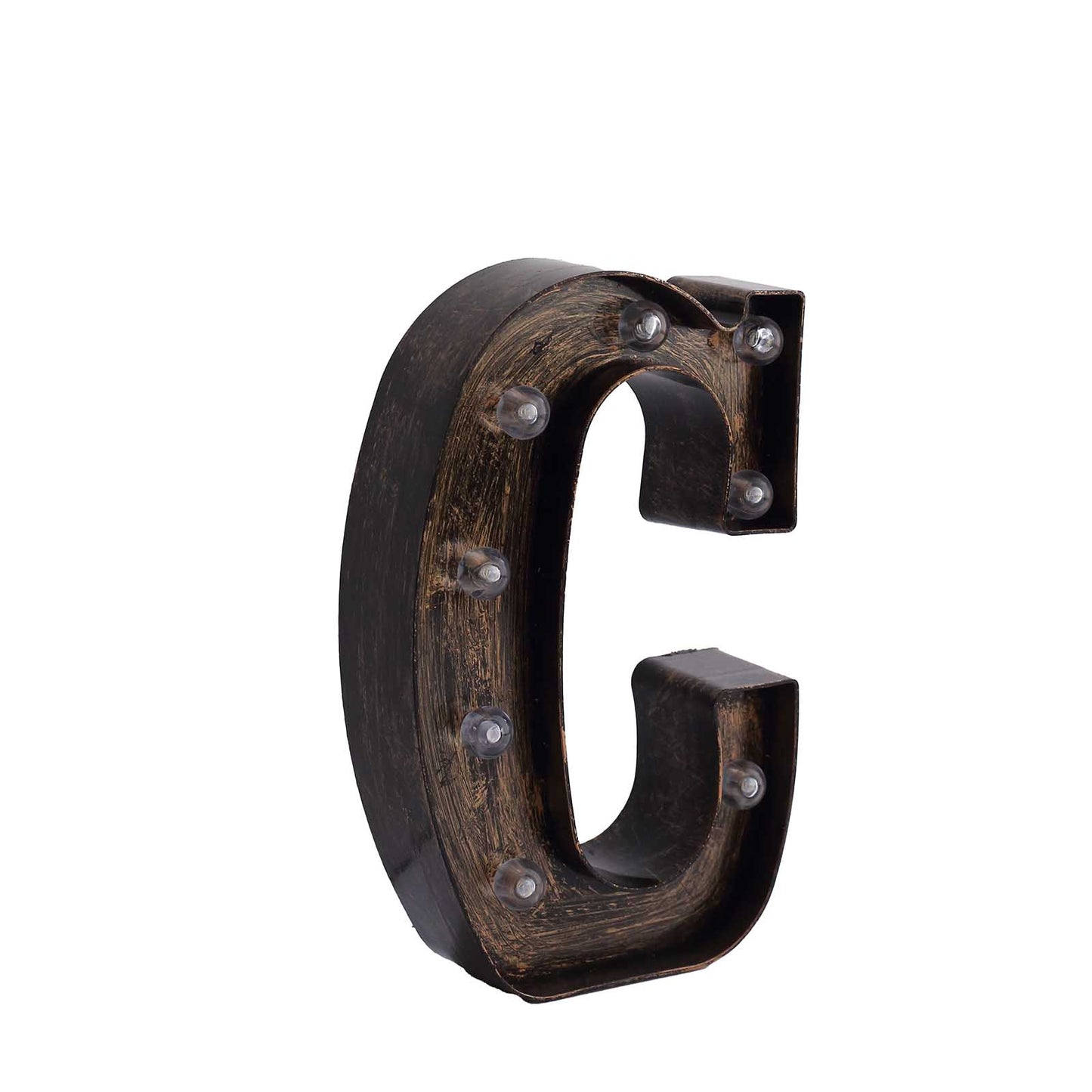 Antique Black Industrial Style LED Marquee Alphabet Letter Sign "C", 9" Vintage Style Light Up Letter