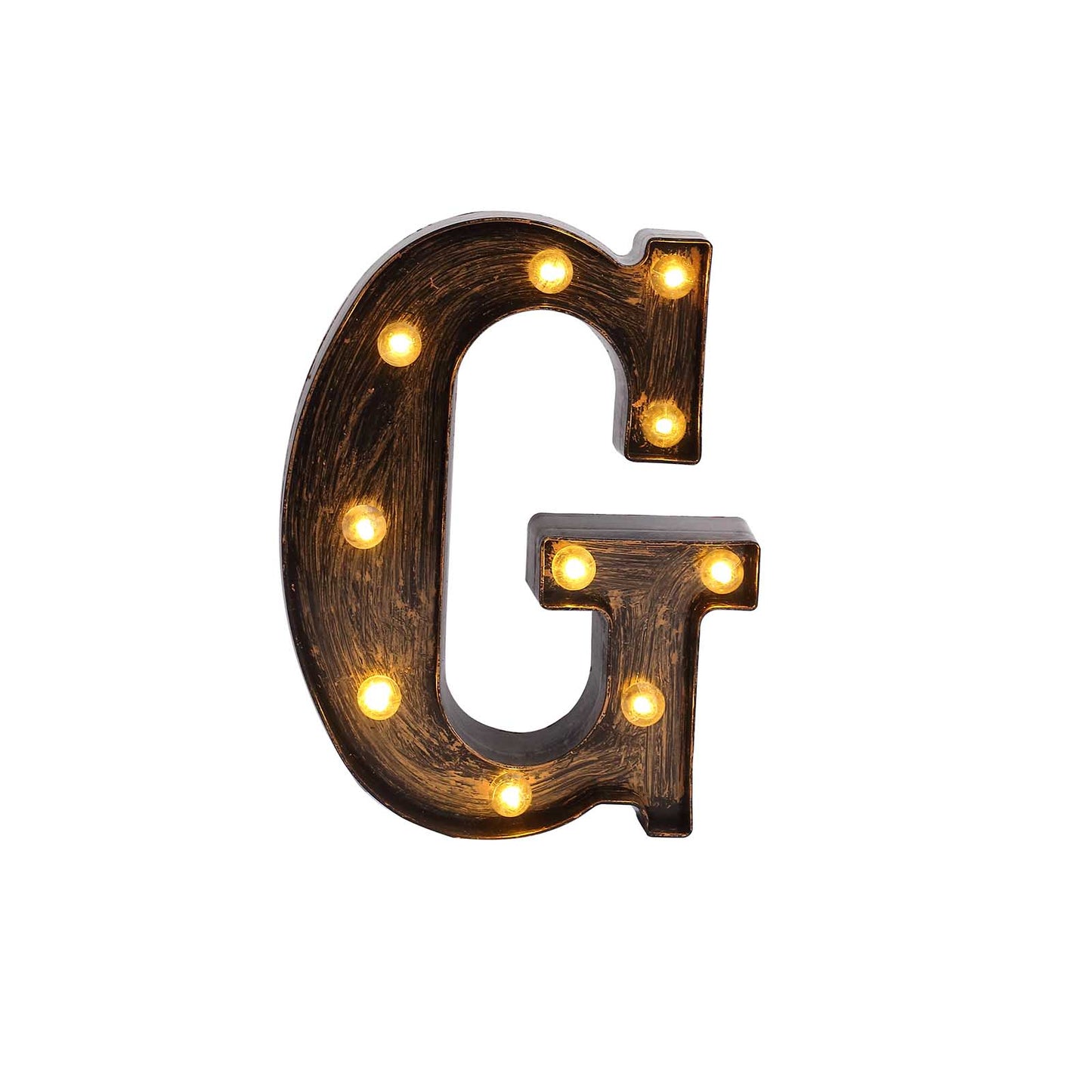 Antique Black Industrial Style LED Marquee Alphabet Letter Sign "G", 9" Vintage Style Light Up Letter