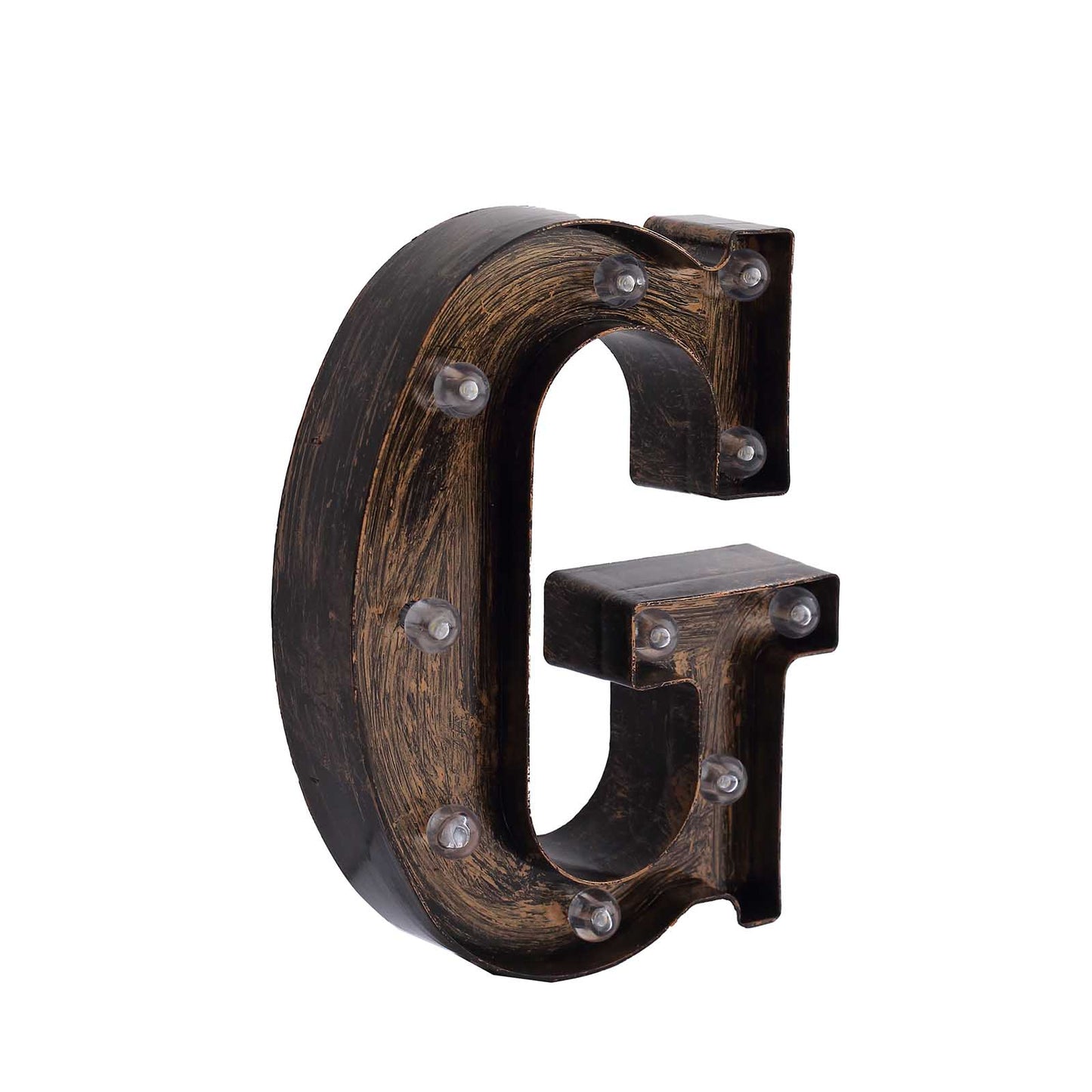 Antique Black Industrial Style LED Marquee Alphabet Letter Sign "G", 9" Vintage Style Light Up Letter