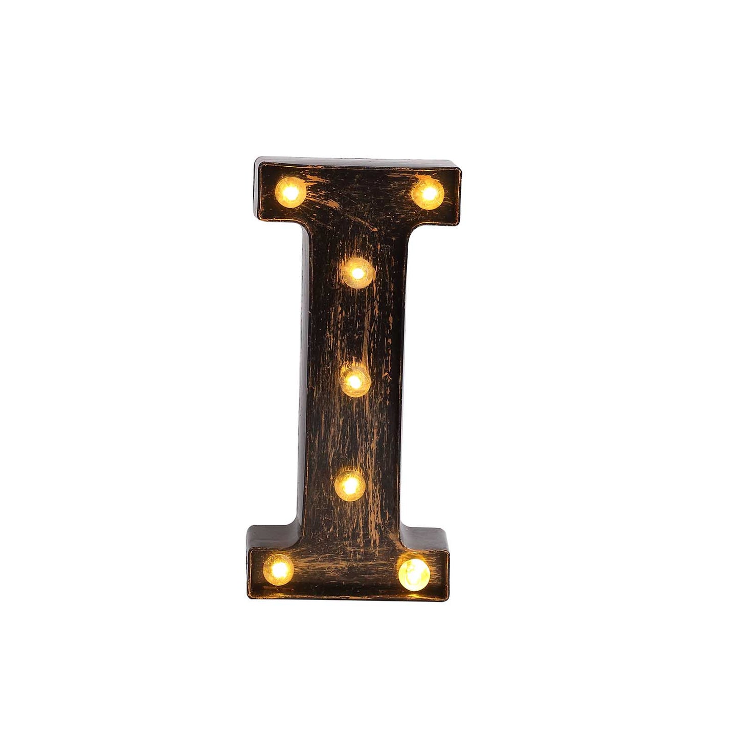 Antique Black Industrial Style LED Marquee Alphabet Letter Sign "I", 9" Vintage Style Light Up Letter