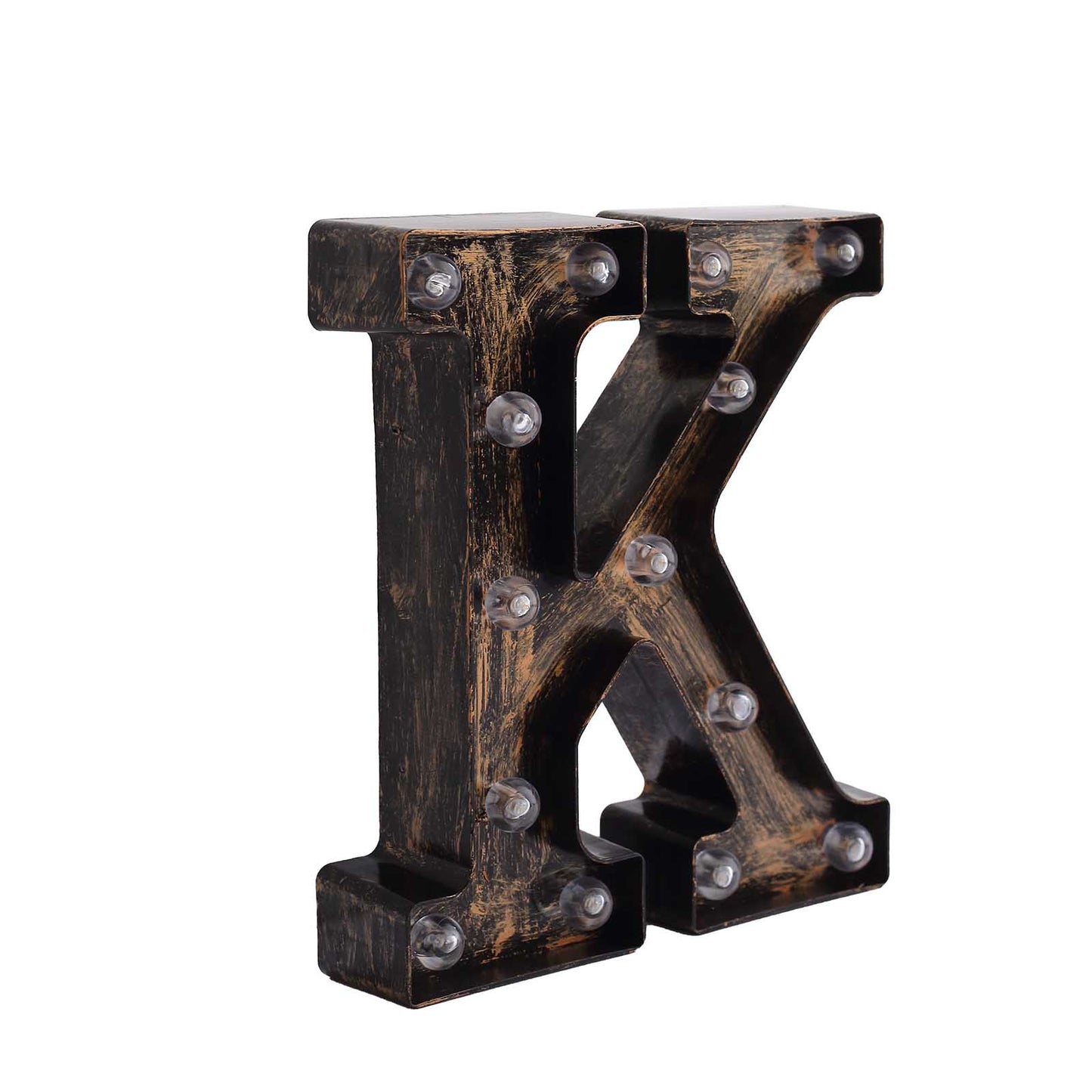 Antique Black Industrial Style LED Marquee Alphabet Letter Sign "K", 9" Vintage Style Light Up Letter