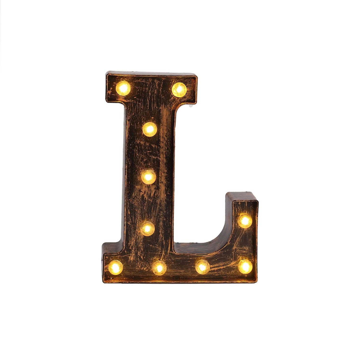 Antique Black Industrial Style LED Marquee Alphabet Letter Sign "L", 9" Vintage Style Light Up Letter