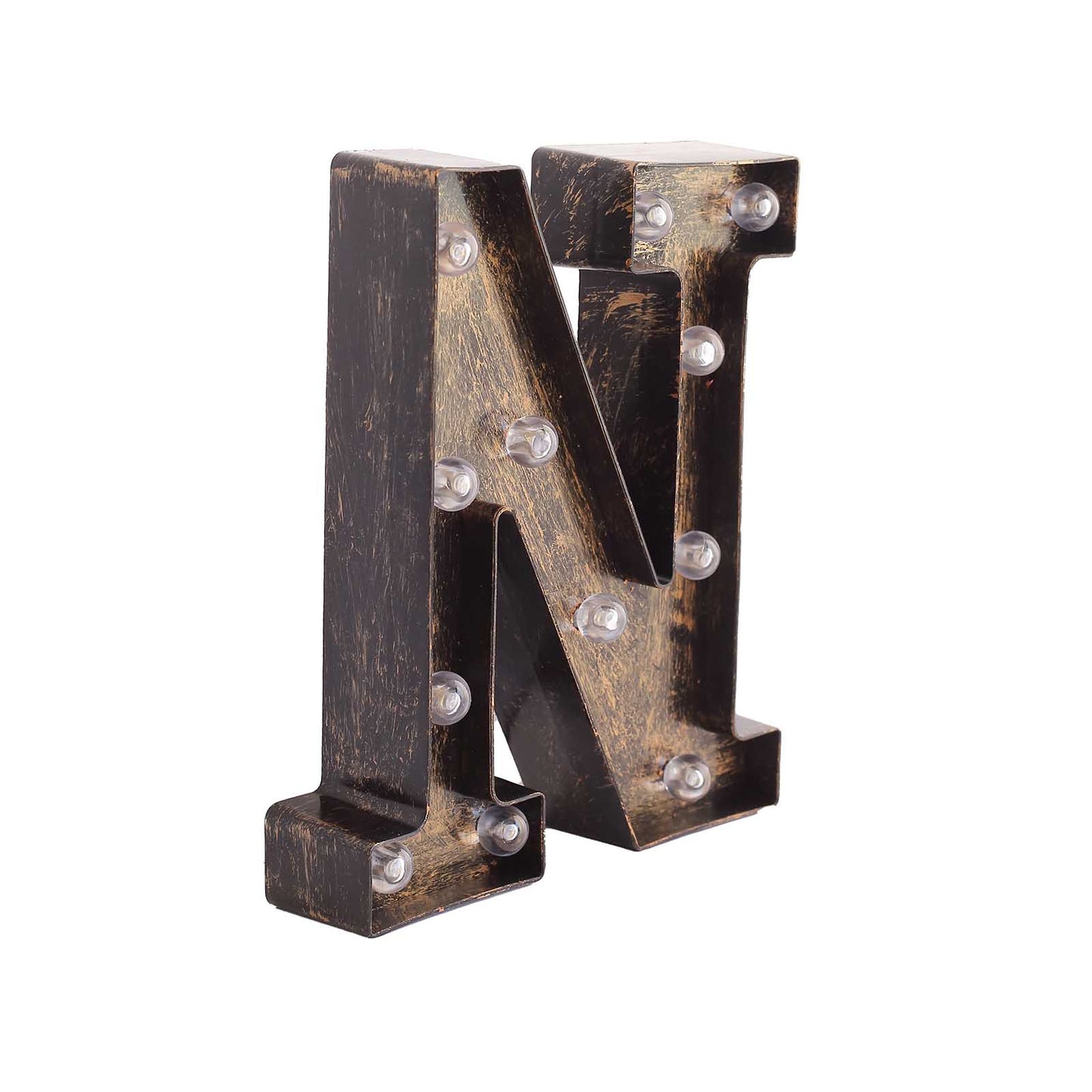 Antique Black Industrial Style LED Marquee Alphabet Letter Sign "N", 9" Vintage Style Light Up Letter