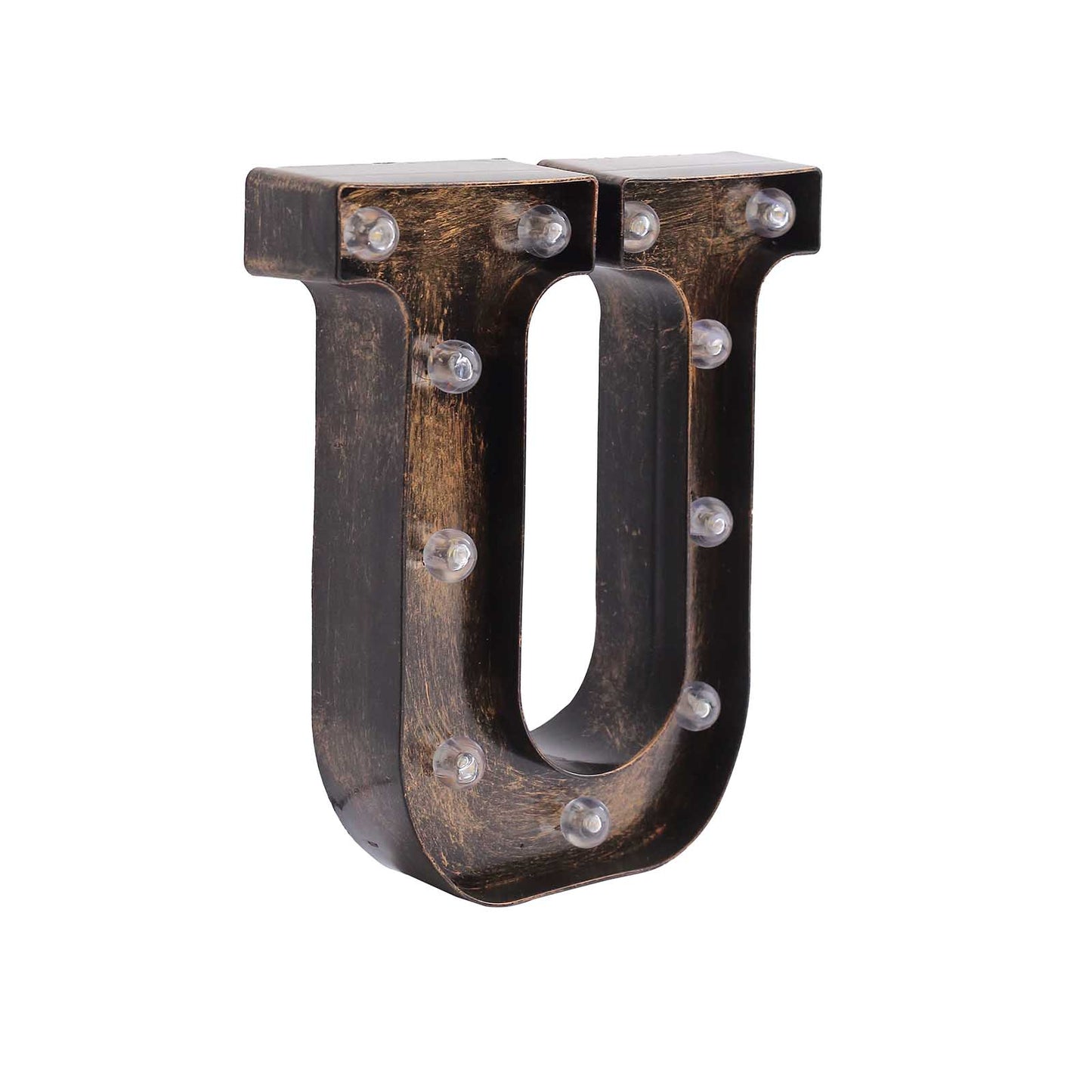 Antique Black Industrial Style LED Marquee Alphabet Letter Sign "U", 9" Vintage Style Light Up Letter