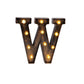 Antique Black Industrial Style LED Marquee Alphabet Letter Sign "W", 9" Vintage Style Light Up Letter