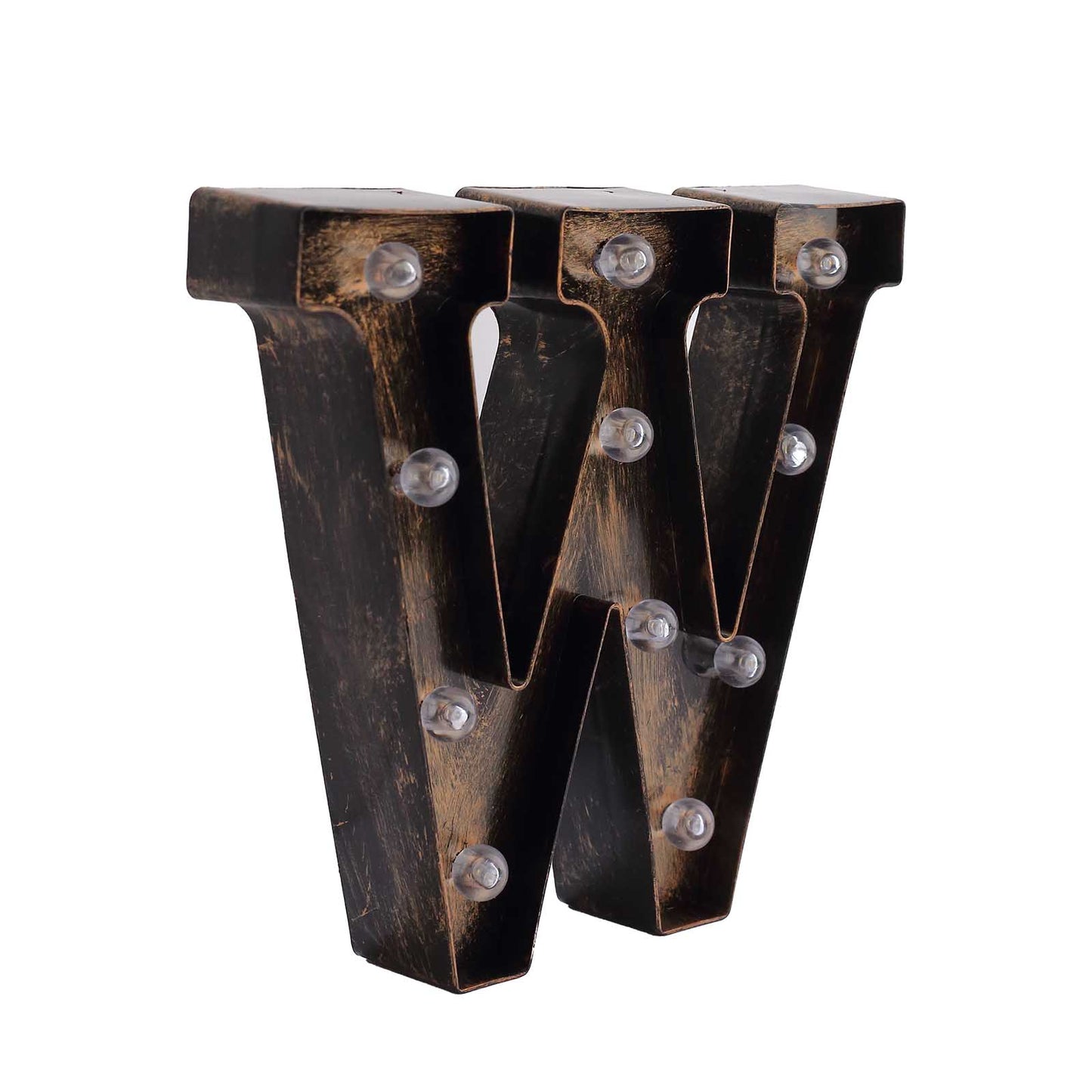 Antique Black Industrial Style LED Marquee Alphabet Letter Sign "W", 9" Vintage Style Light Up Letter