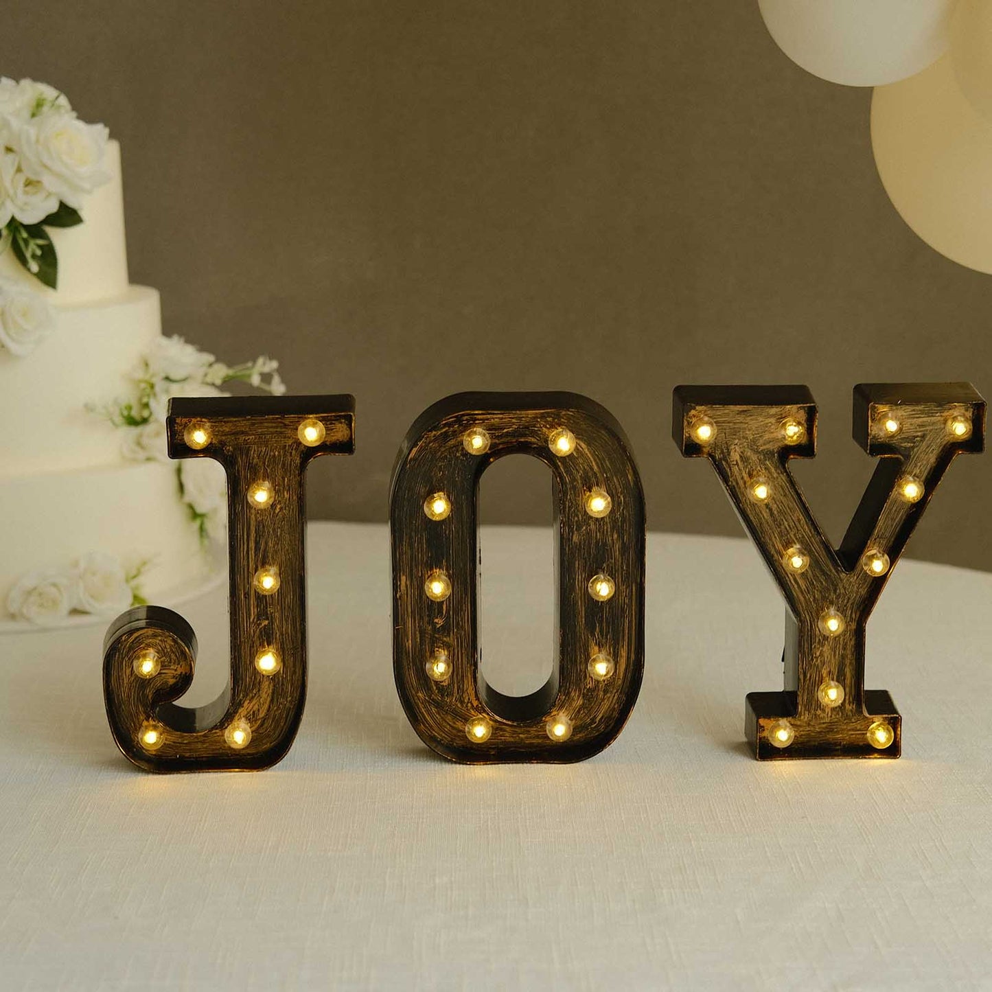 Antique Black Industrial Style LED Marquee Alphabet Letter Sign "Y", 9" Vintage Style Light Up Letter